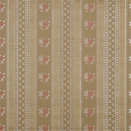 Designer Fabrics 54 in. Wide Gold- White And Red- Floral Striped Brocade Upholstery Fabric D128